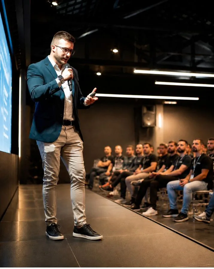 Matheus Souza em palestra para o setor automotivo